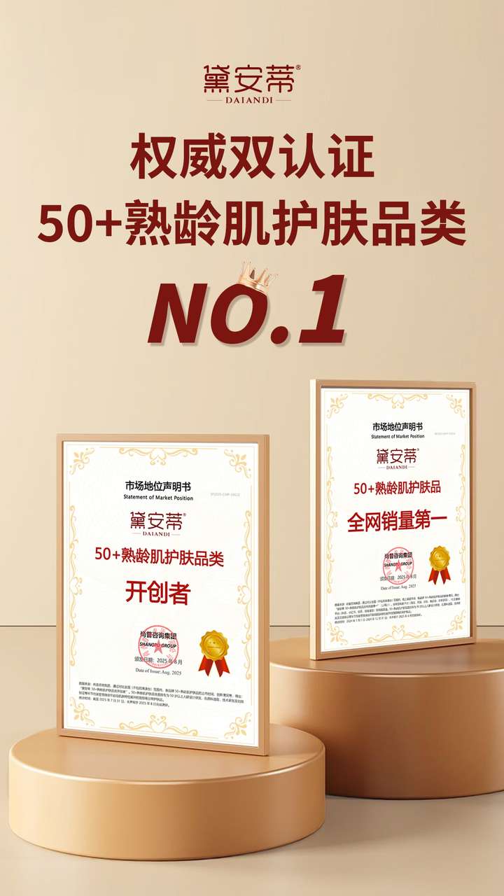 黛安蒂荣膺“50+熟龄肌护肤品类开创者”认证以科研与责任引领行业新发展(图1)