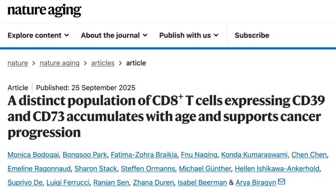 Nature Aging：美国国家衰老研究所揭开老年人癌症发病风险升高的秘密(图1)