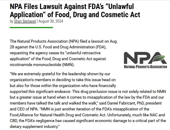 FDA正式批准NMN合法身份抗衰教父辛克莱垄断市场想法落空(图14)